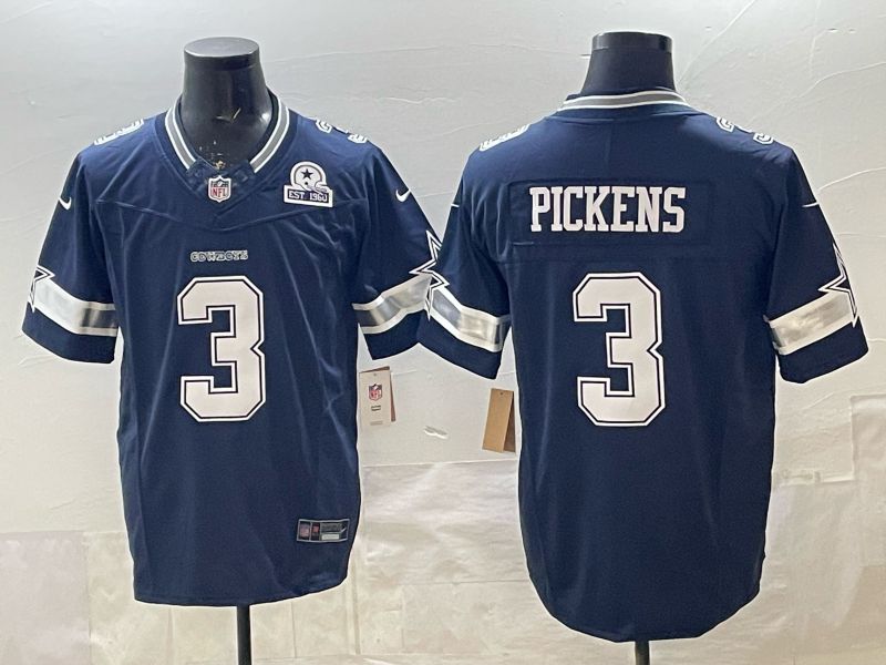 Men 2026 Dallas Cowboys #3 Pickens blue Limited Nike NFL Jersey style 05